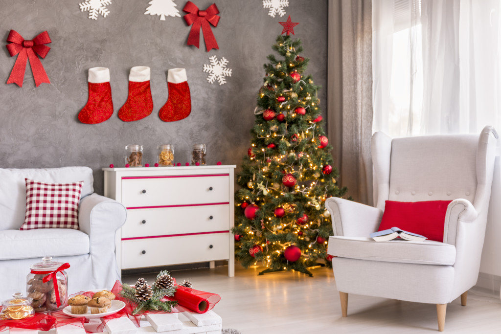 Interior with christmas tree