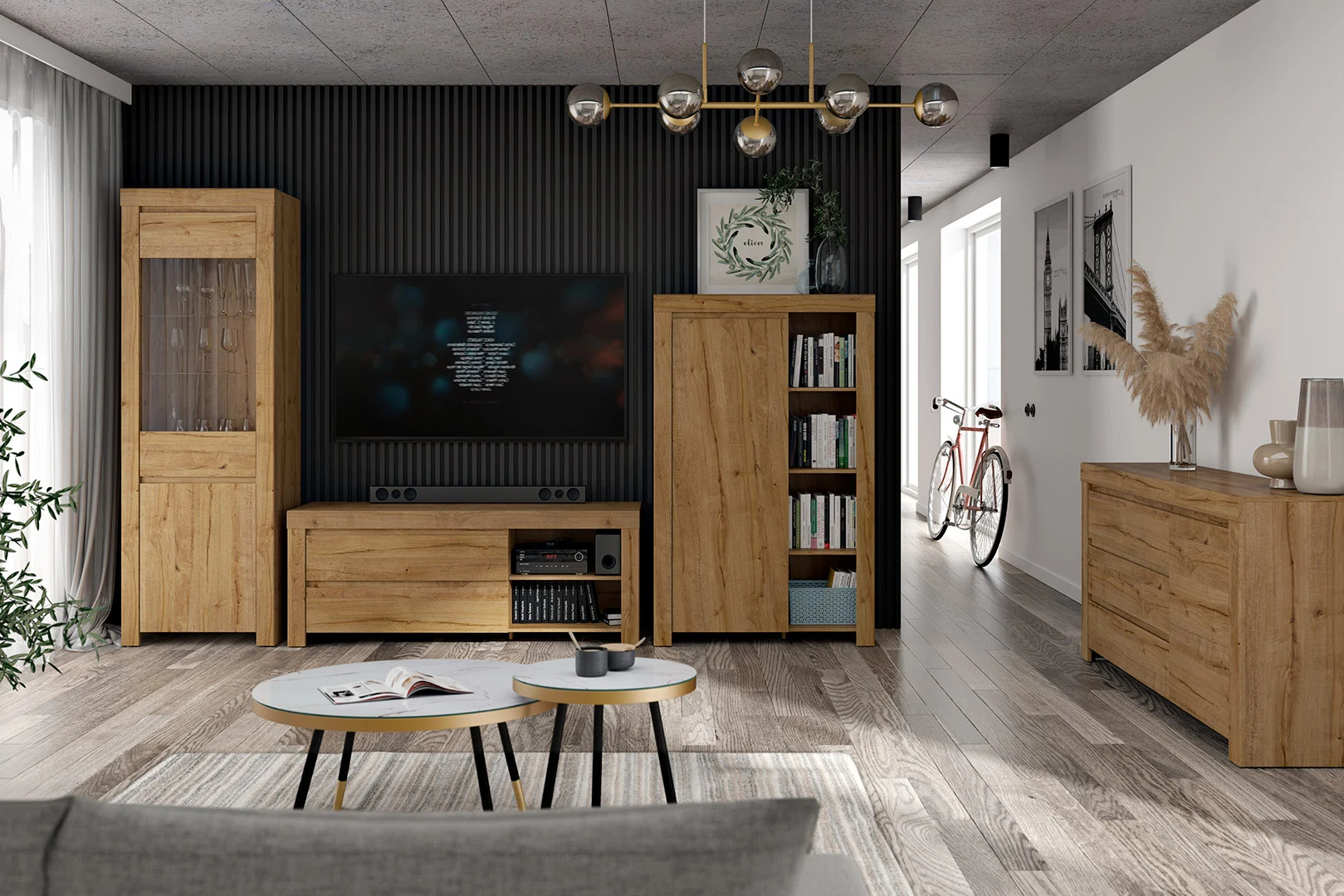 Nowoczesny salon z jasnymi meblami