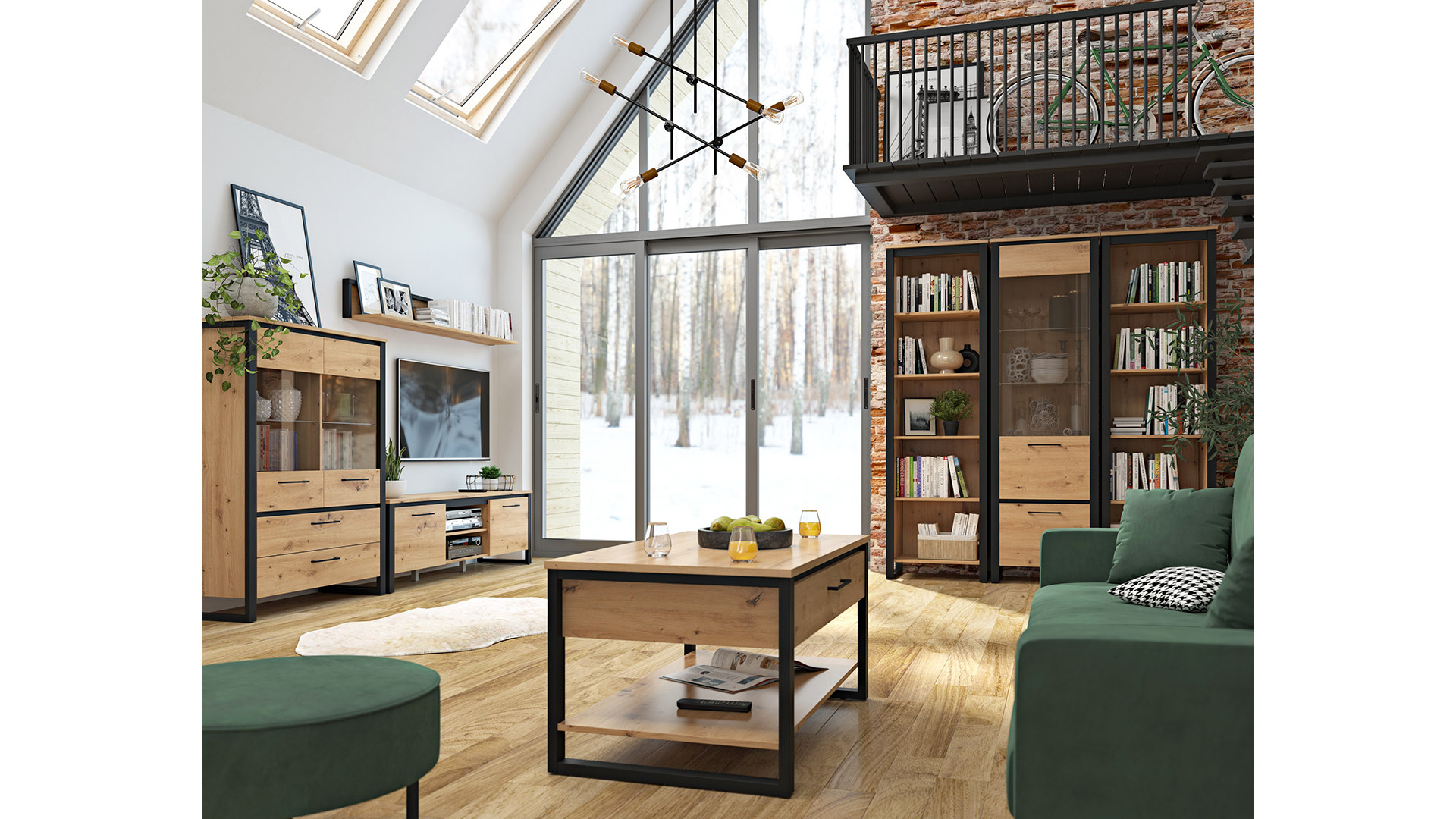 Pokój dzienny w stylu loft